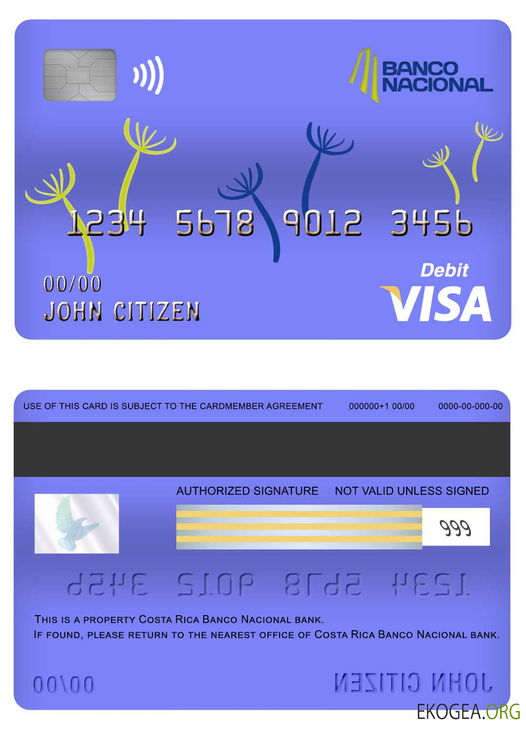 Carte de débit Visa de la banque Banco Nacional du Costa Rica